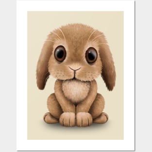 Cute Brown Baby Bunny Rabbit Posters and Art